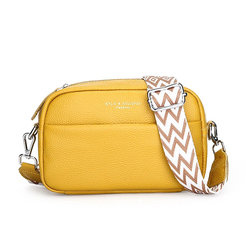 Amblot Yellow Soft minimalist leather crossbody bag