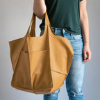 Amblot Yellow Soft oversized leather tote bag