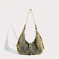 Amblot Yellow Stonewashed denim handbag with soft finish