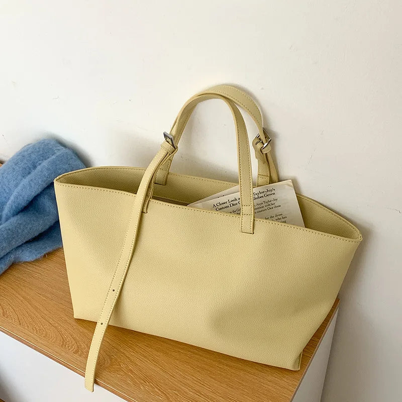 Amblot Yellow Stylish leather tote bag