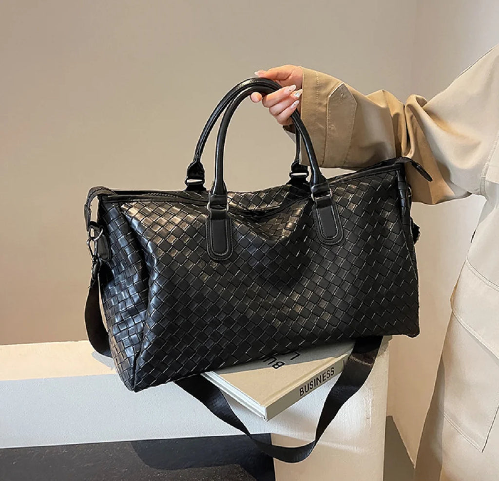 Amblot Zip-top leather overnight duffle bag
