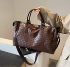 Amblot Zip-top leather overnight duffle bag