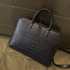 Amblot Zippered leather briefcase for laptop